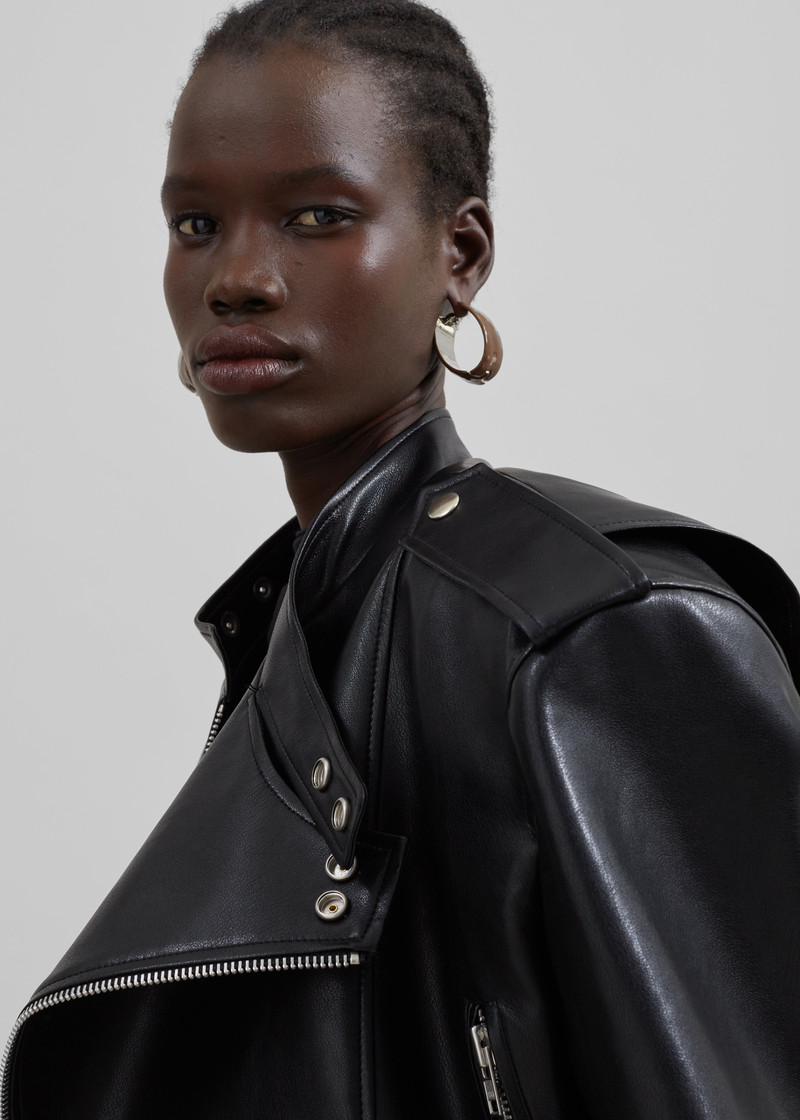 Teagan Boxy Faux Leather Jacket - Black 10
