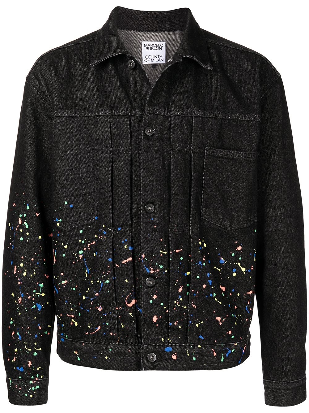 paint-splatter denim jacket - 1