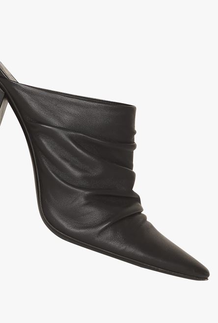 Black draped leather Ulla mules - 5