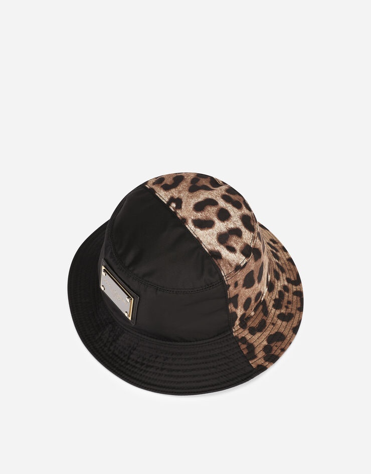 Leopard-print bucket hat with patch embellishment - 3