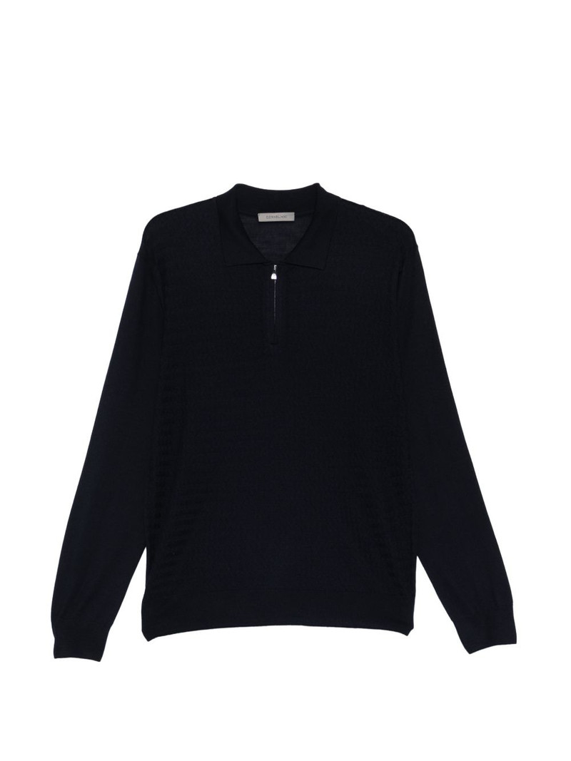 zip knitted polo shirt 1