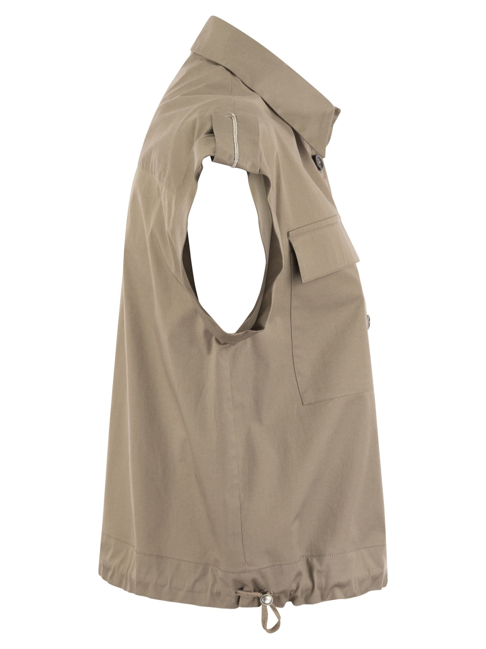 Peserico - Peserico Women Light Cotton Satin 'Sail Hand' Shirt With Drawstring - 3