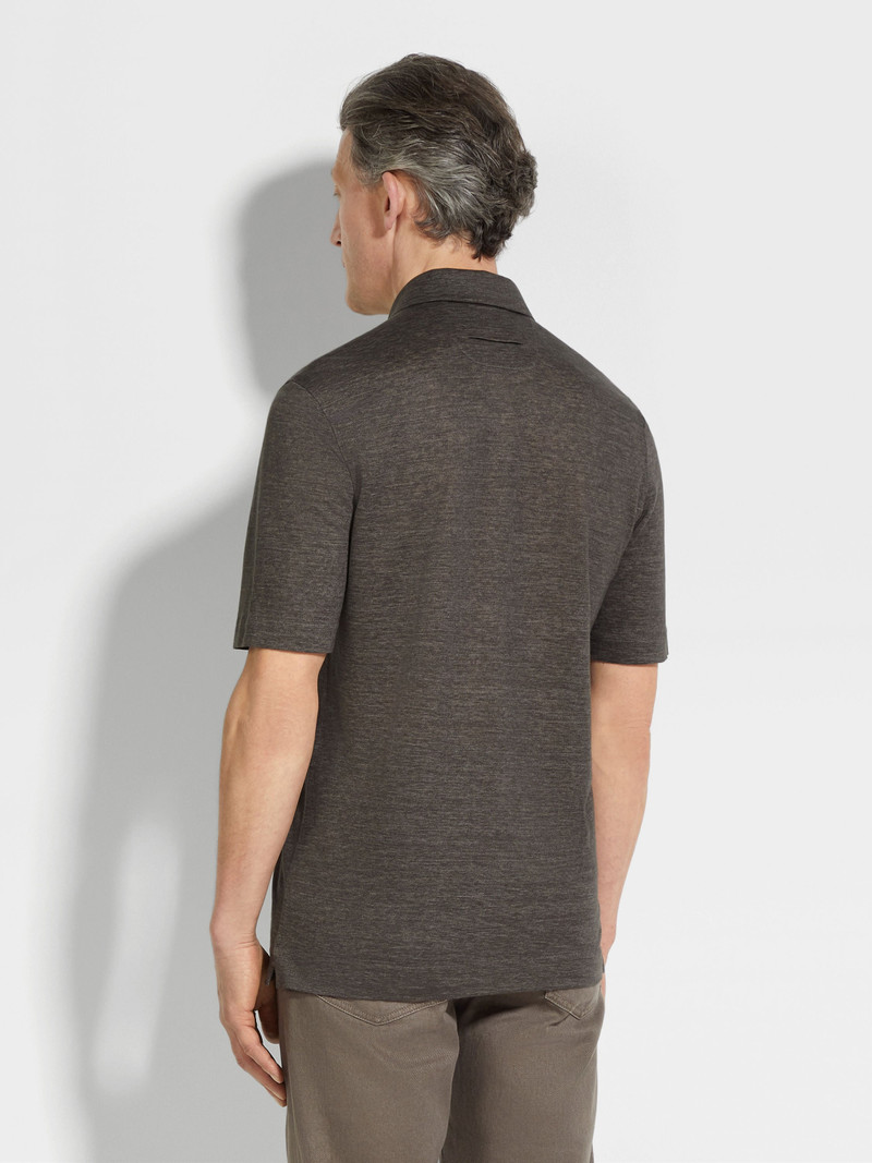 DARK TAUPE OASI LINO POLO SHIRT 5