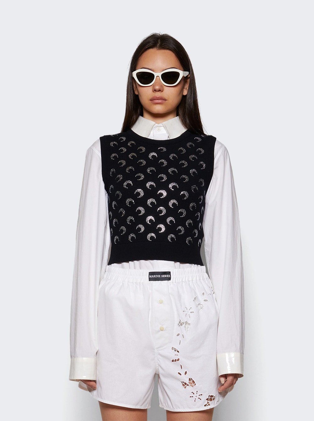 Moon Strass Knit Vest Black - 2