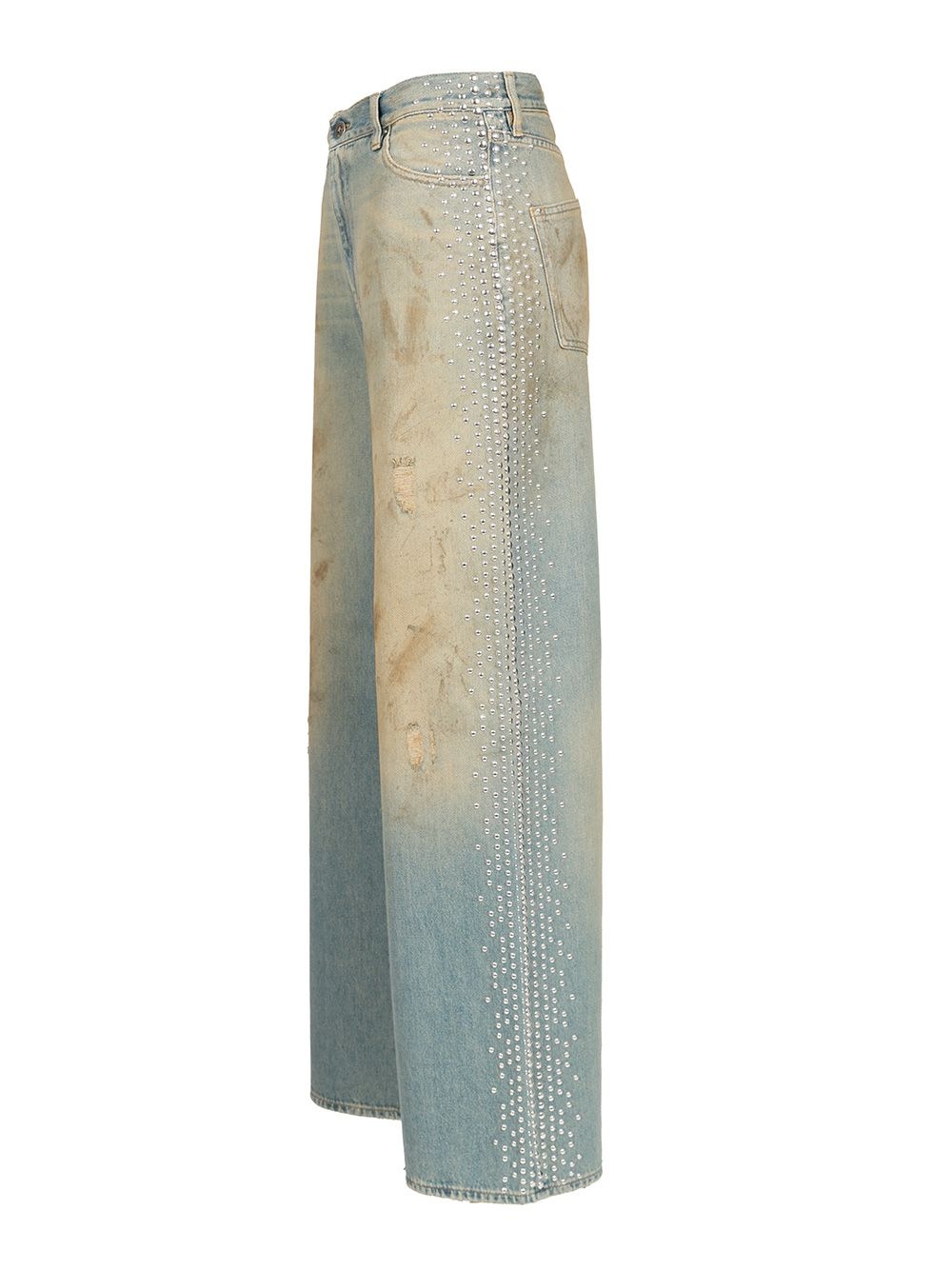 Journey W'S Melody Boyfriend Pant Cotton Denim Officina Wash With Studs On Side Jeans Blue - 3