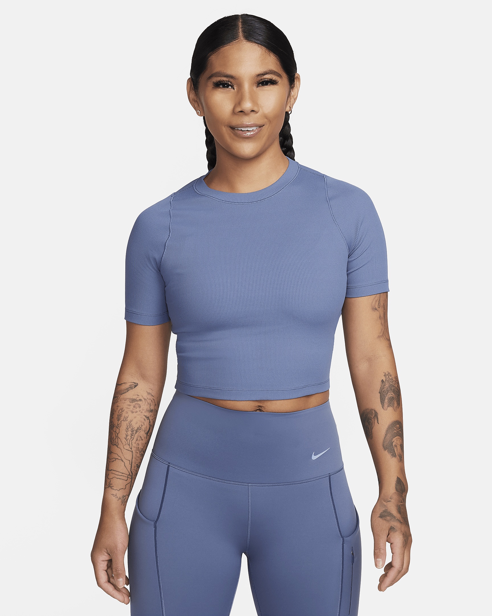 Nike Women's Zenvy Rib Dri-FIT Short-Sleeve Cropped Top - 1