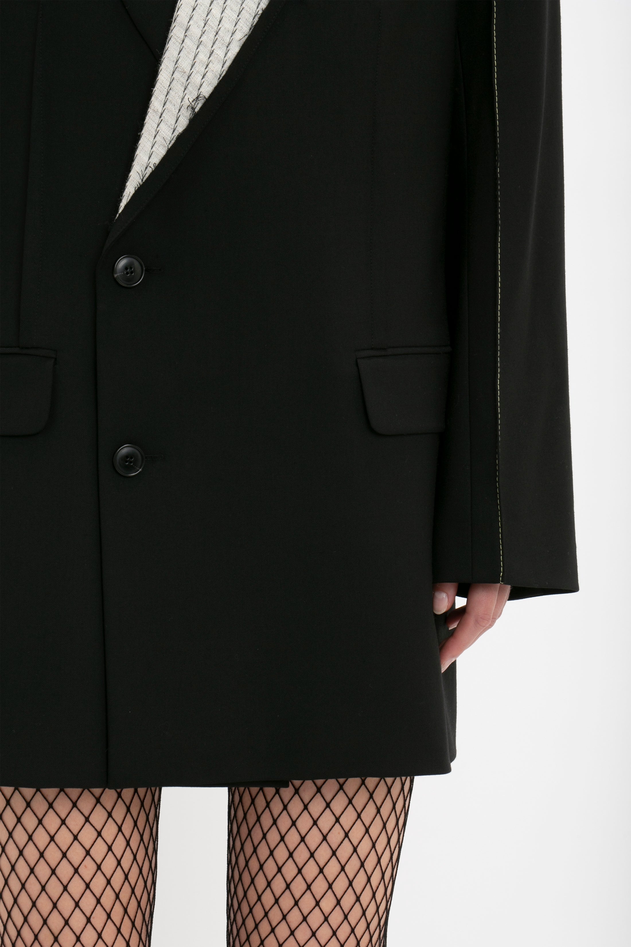 Double Breasted Tailored Dress In Black - 8
