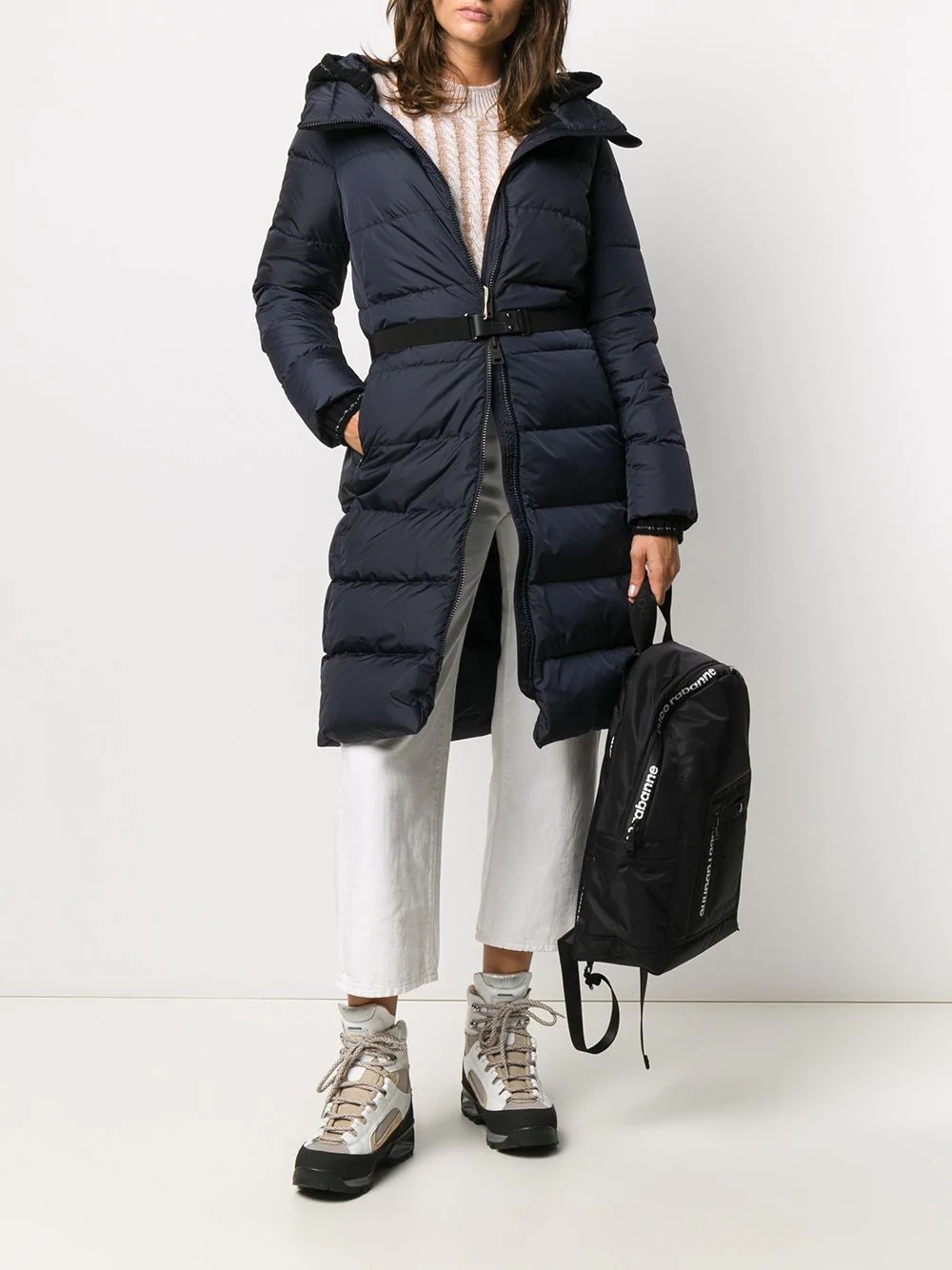 belted padded coat - 2