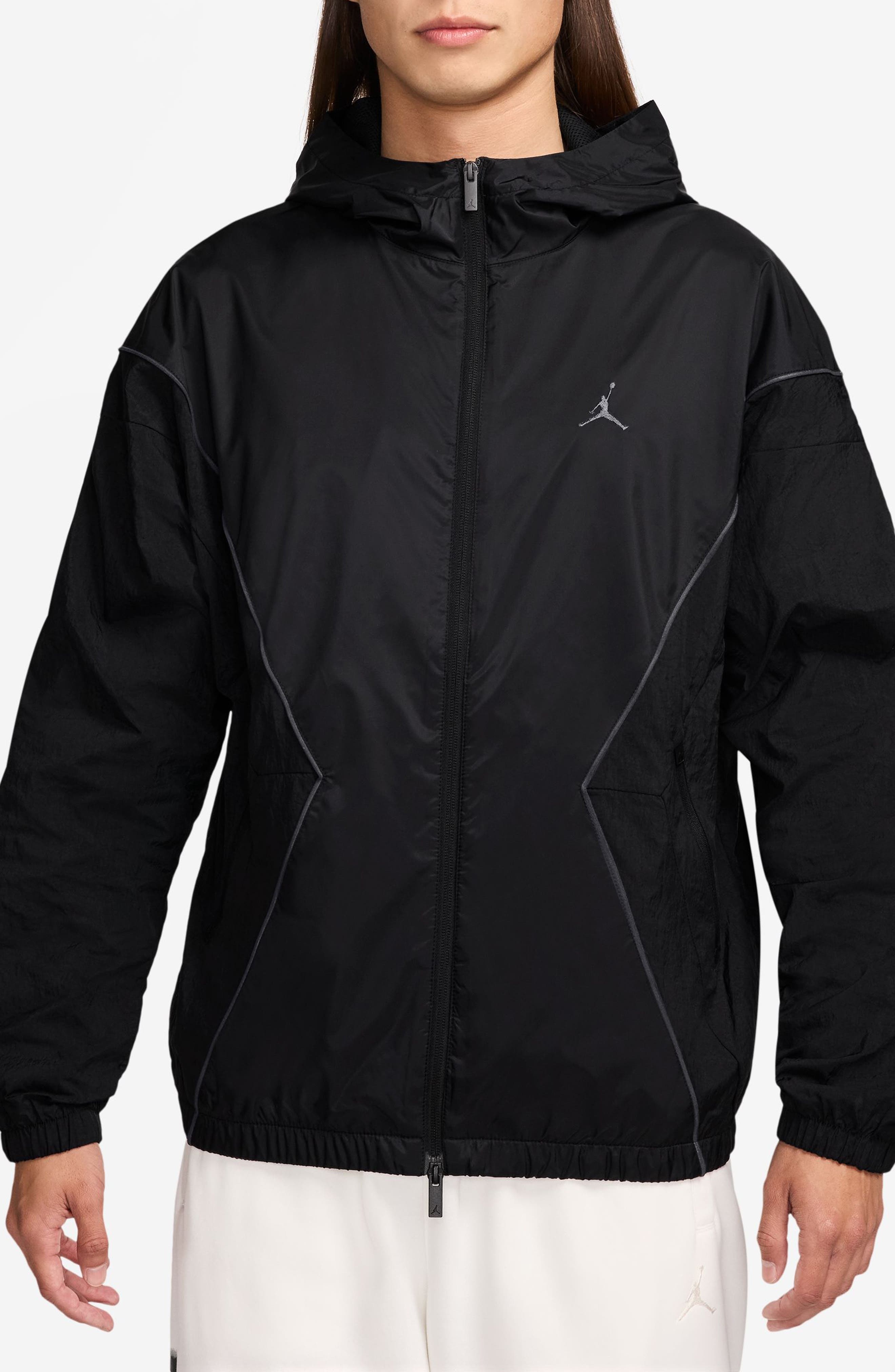 Jordan Essentials Draft Hooded Jacket in Black/Anthracite at Nordstrom - 1