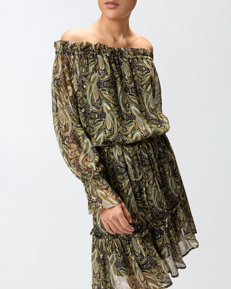 OFF-THE-SHOULDER MINI DRESS WITH CASHMERE PRINT 6