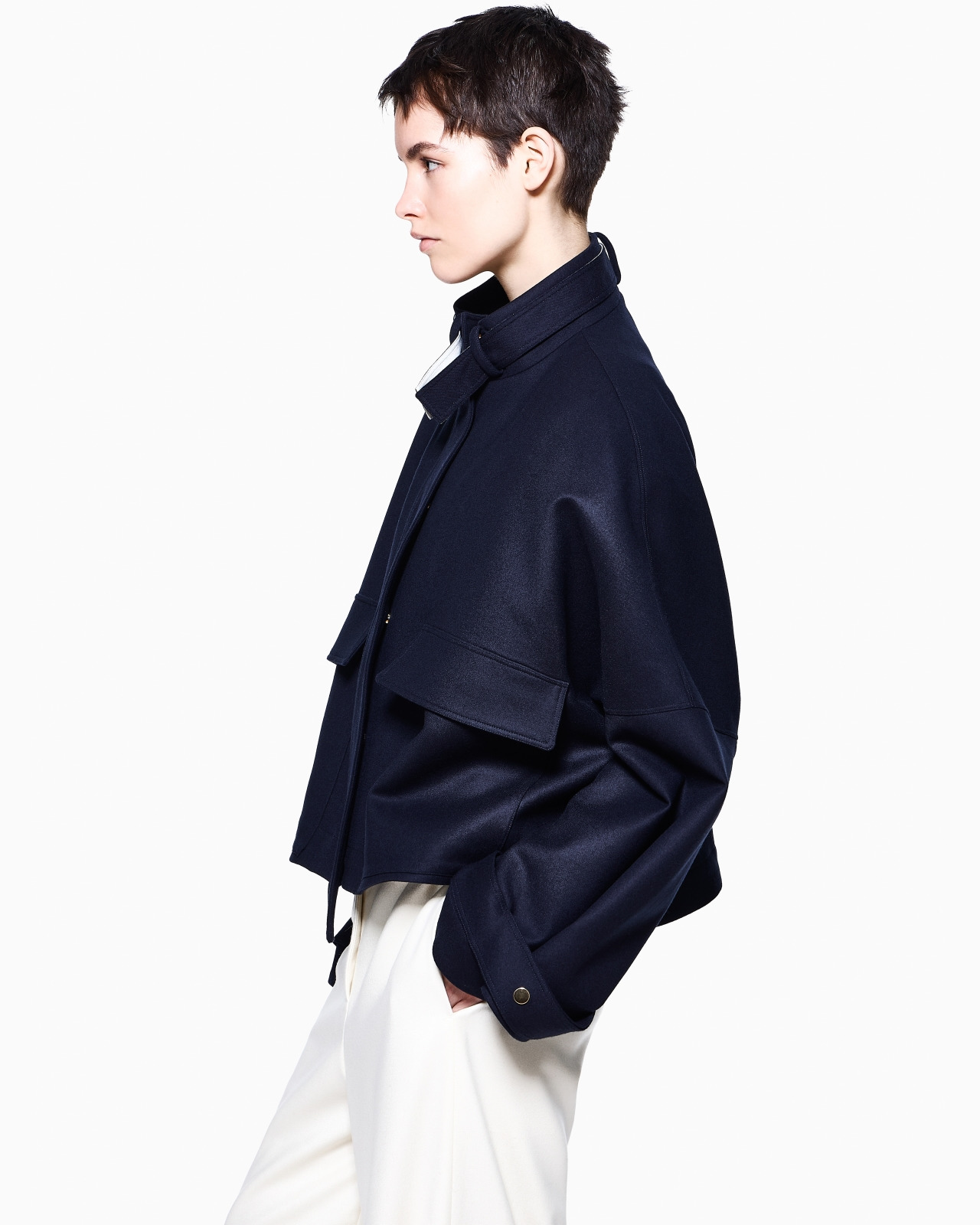 TWO-TONE VIRGIN WOOL PEA COAT - 5