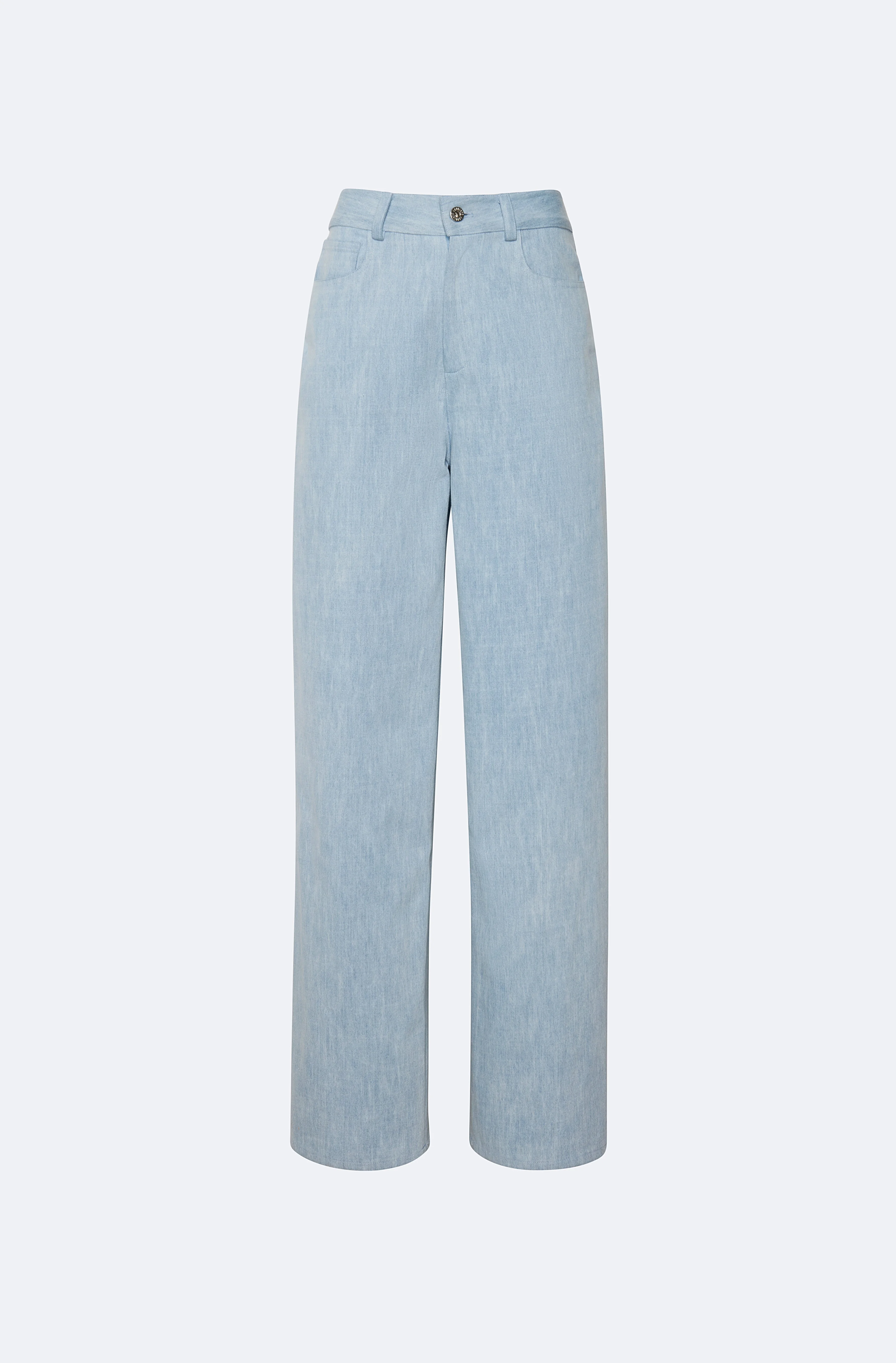 Washed Denim Straight Leg Pant - 1