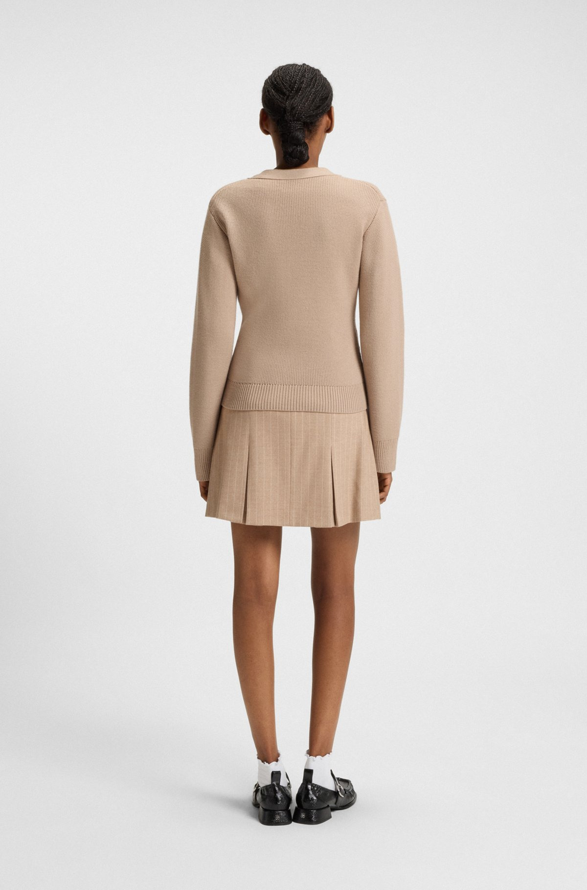 WOOL-BLEND CARDIGAN WITH EMBROIDERED LOGO - 4