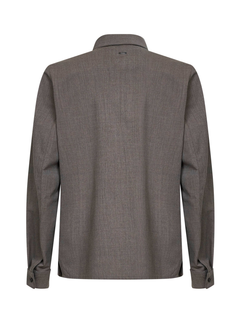 Herno Dove grey bi-stretch wool canvas shirt outlook
