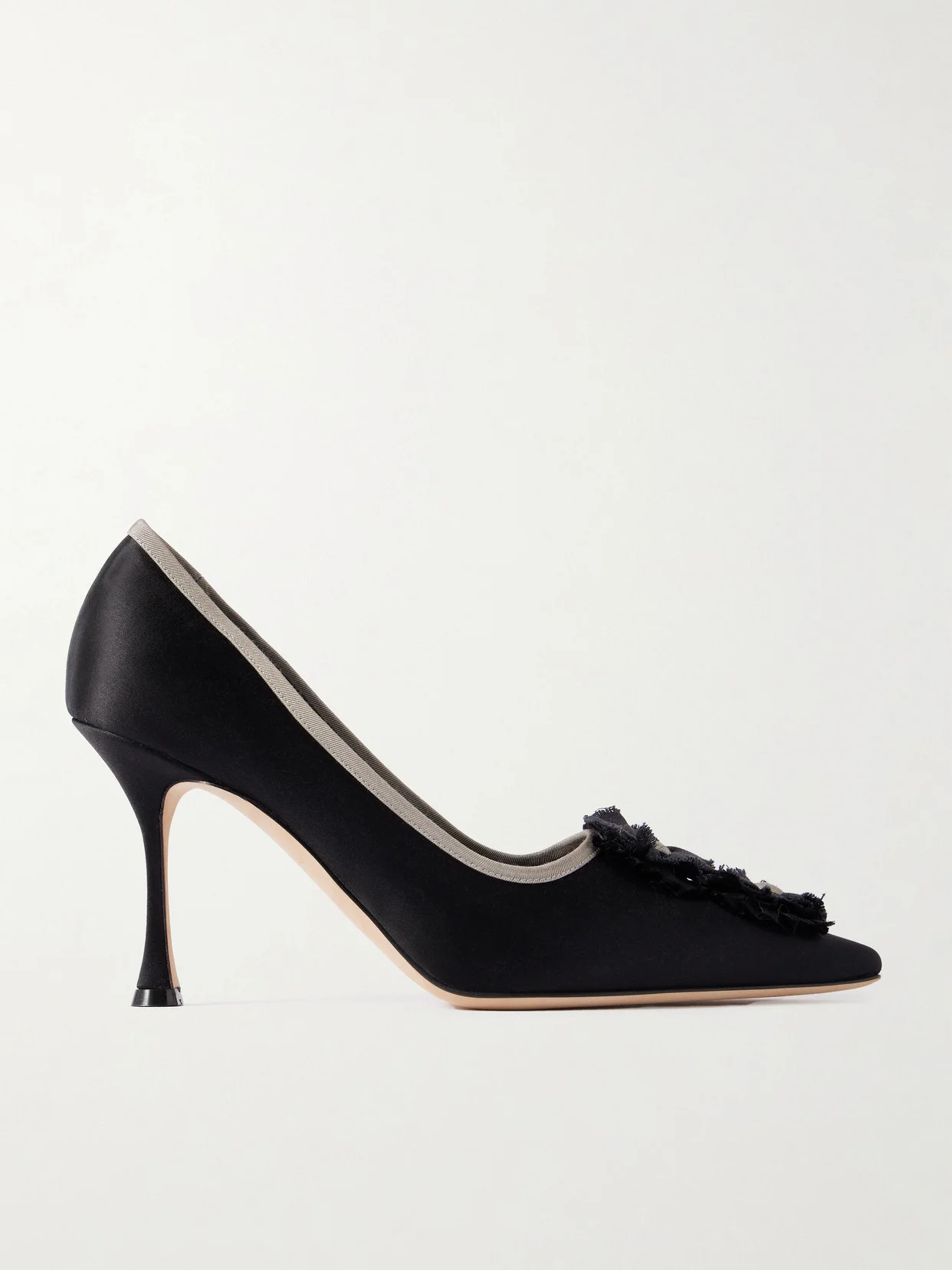 Montmedy 95 Grosgrain-trimmed Appliquéd Satin Pumps - 1