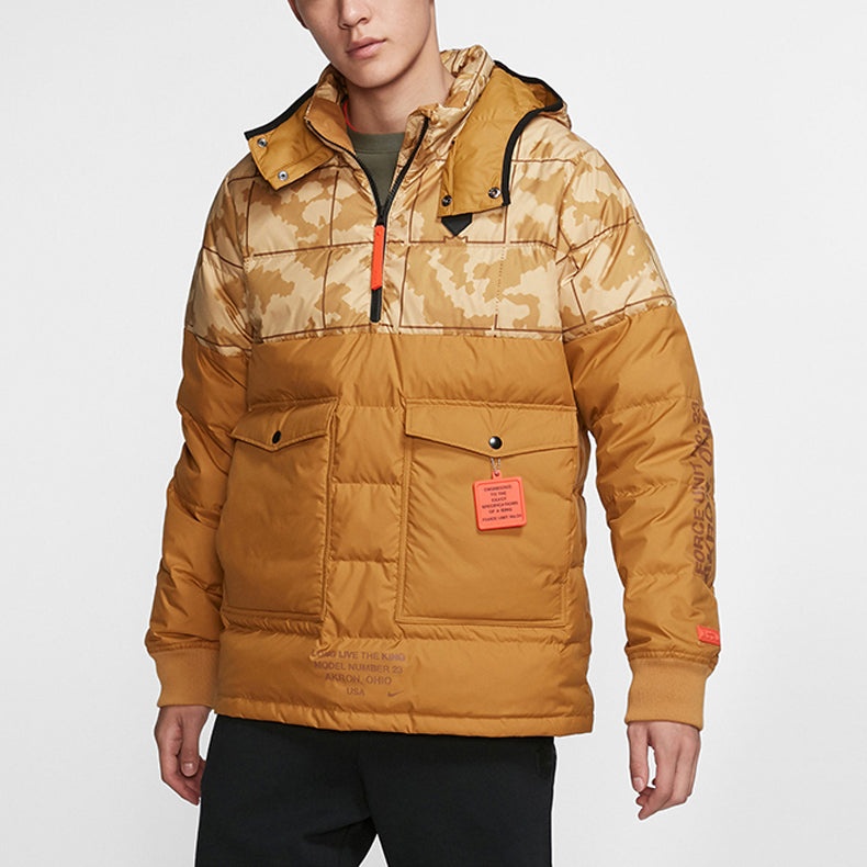 Nike LeBron Hybrid Half Pull Chain Warm Down Jacket Wheat Yellow AT3905-790 - 3