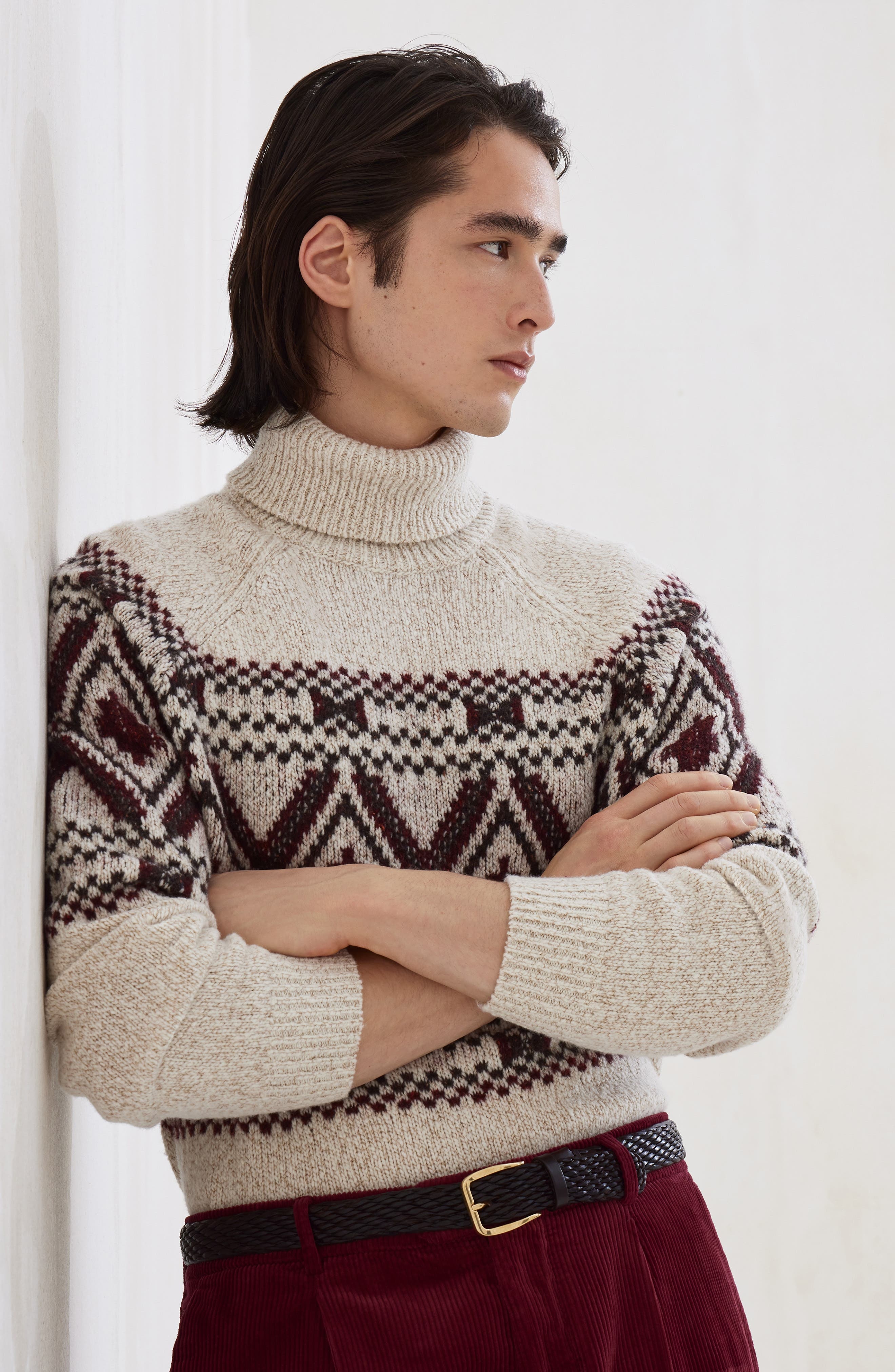 Brunello Cucinelli Jacquard turtleneck sweater in Ecru at Nordstrom - 5