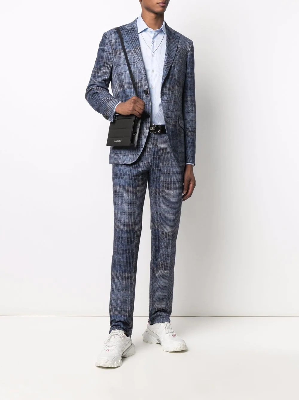 single-breasted multi-check blazer - 2