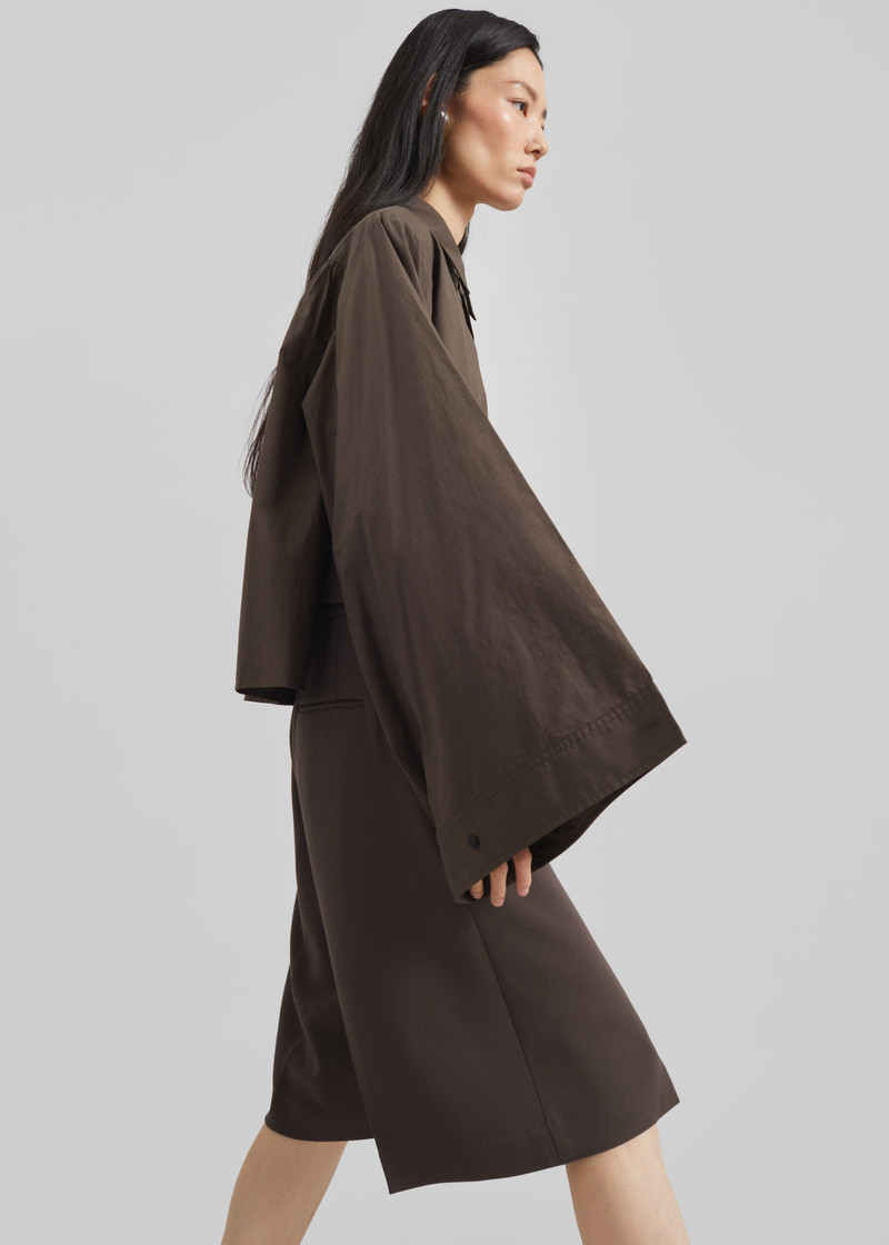 Dharoi Adjustable Sleeve Layered Shirt - Brown 4