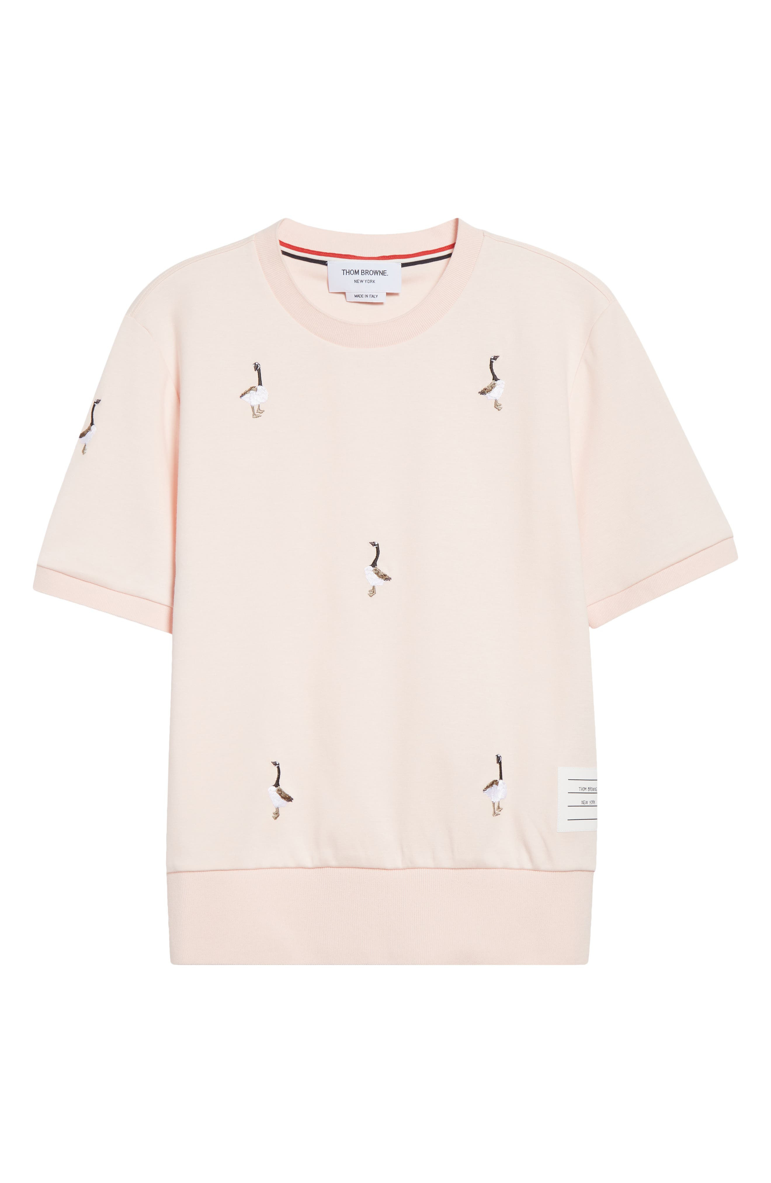 Thom Browne Embroidered Geese Short Sleeve Sweatshirt in Light Pink at Nordstrom - 6