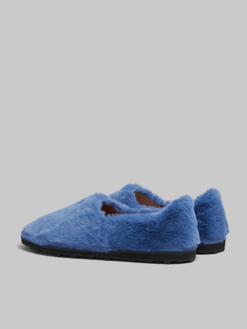 BLUE SLIP-ON LOAFER IN FAUX FUR - 3