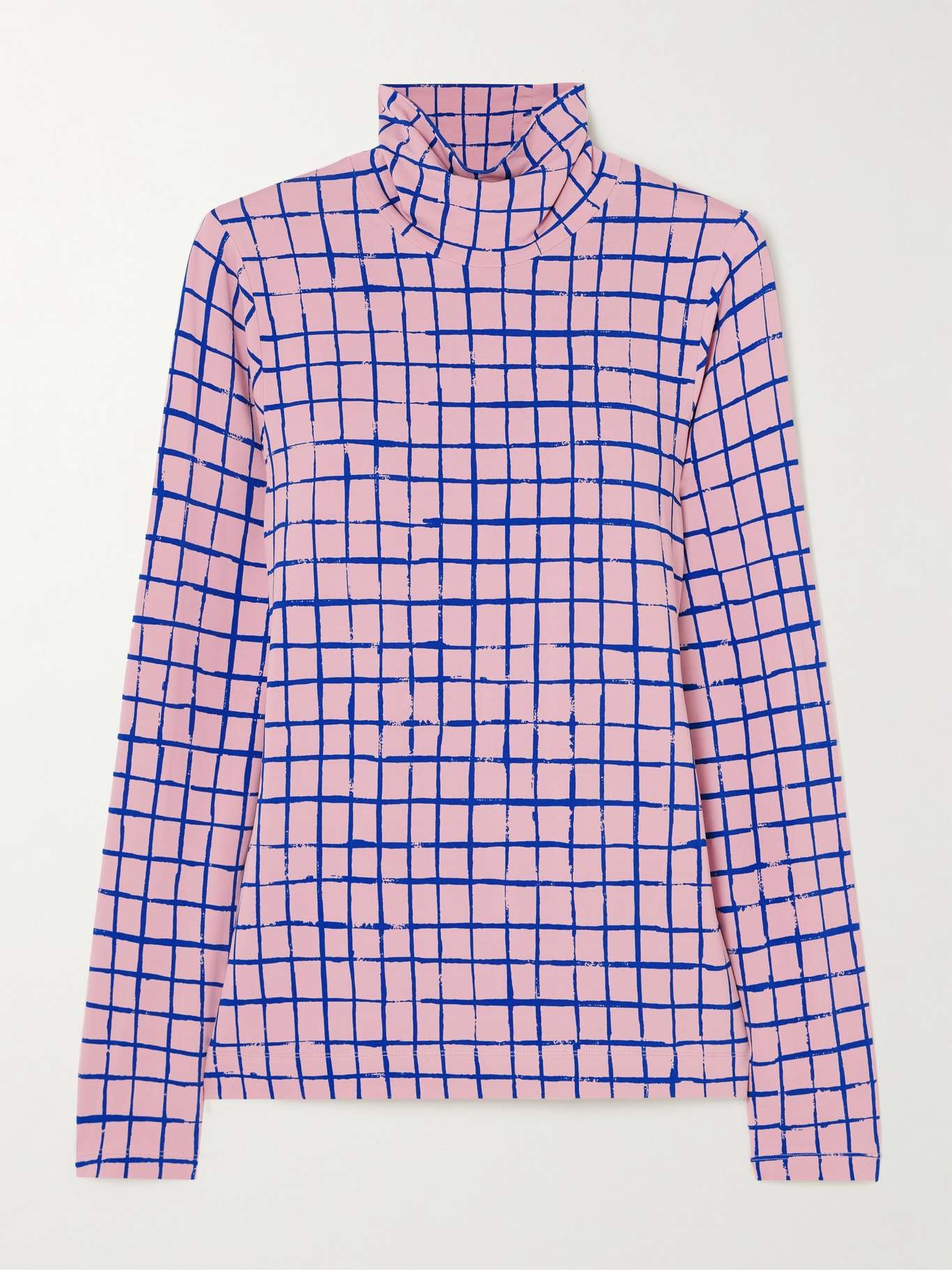 Checked stretch-jersey turtleneck top - 1