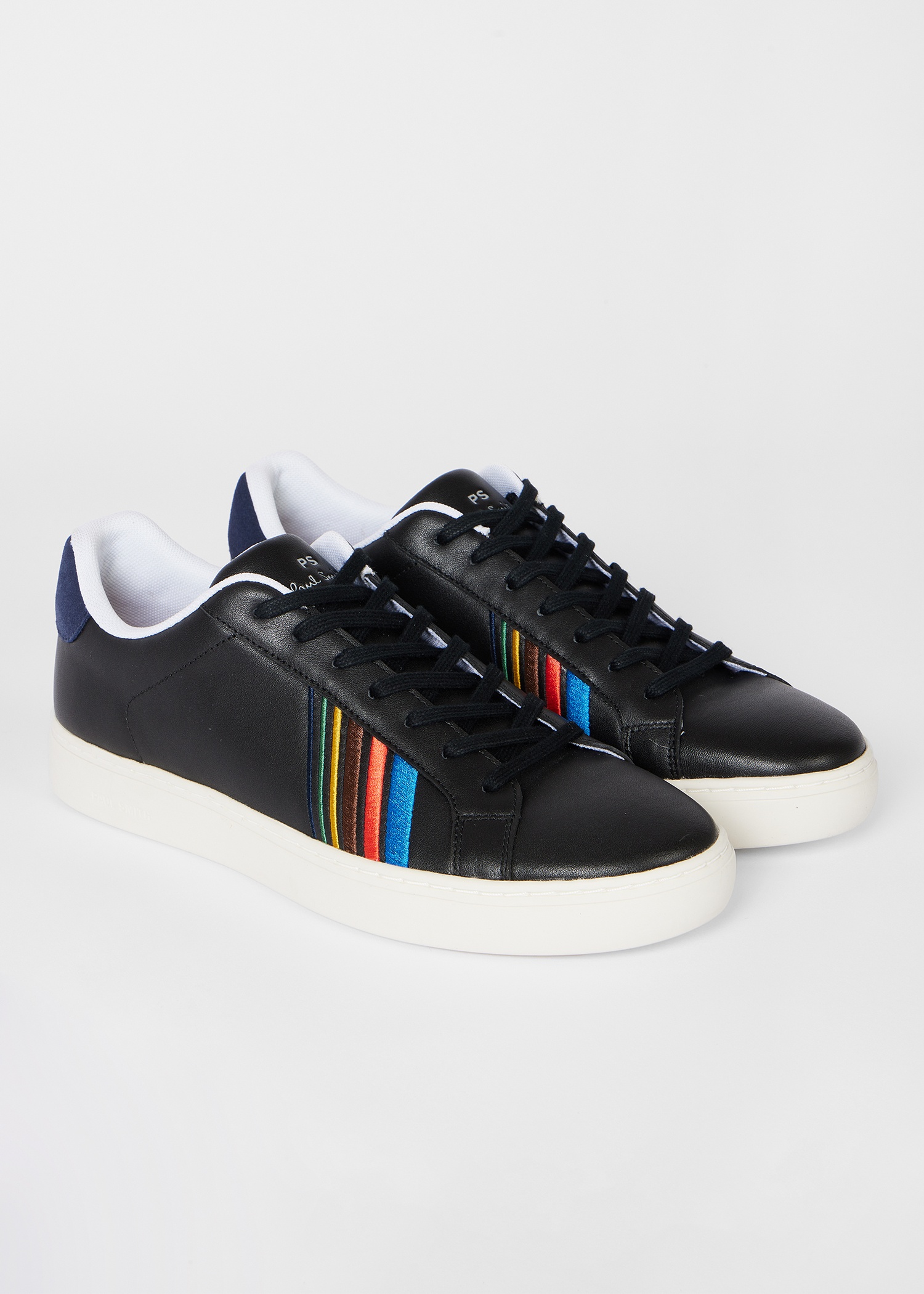 Black Leather 'Sports Stripe' 'Rex' Trainers - 2
