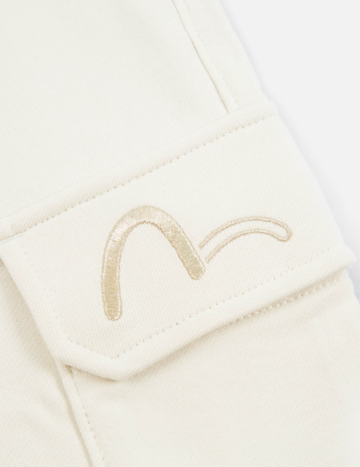 Brush Effect Logo Embroidery Cargo Sweatpants - 4