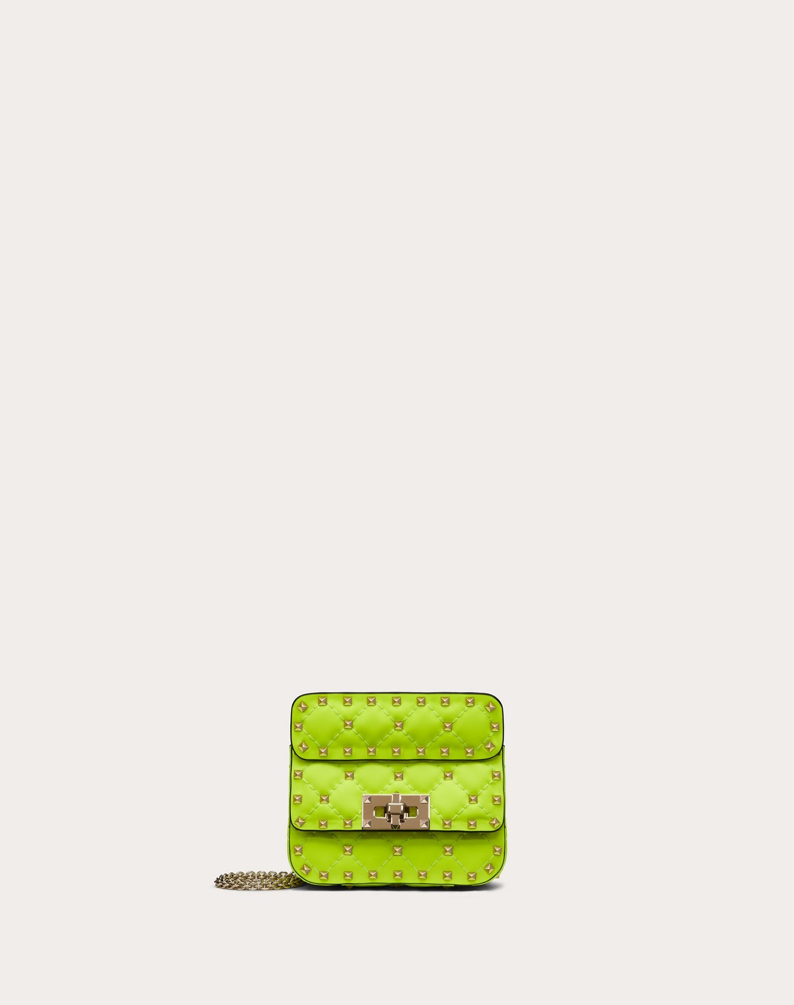 Micro Rockstud Spike fluo calfskin leather bag - 1