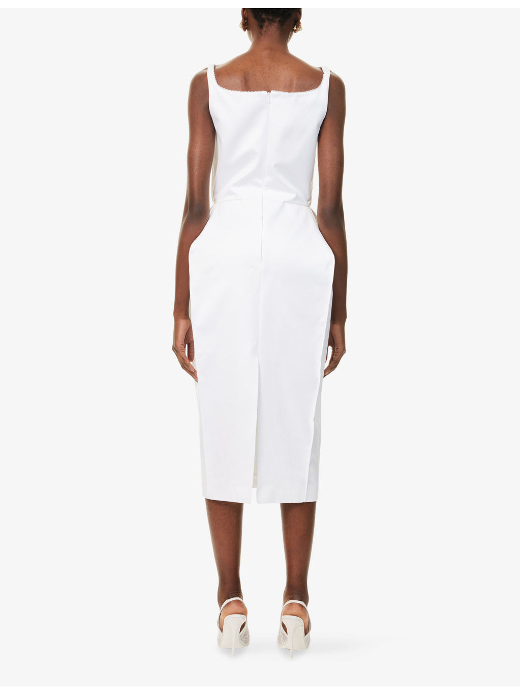Sleeveless Button-Front Cotton Midi Dress - 4