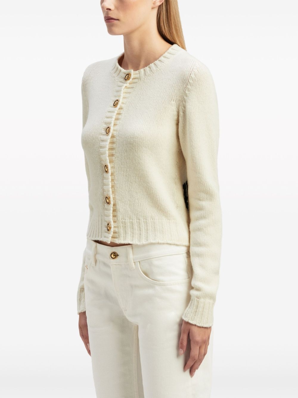 logo intarsia-knit wool-blend cardigan - 4