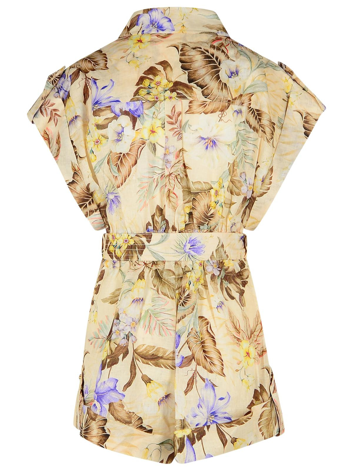 Zimmermann 'Coco' One-Piece Jumpsuit In Beige Linen With Multi Floral Women - 3