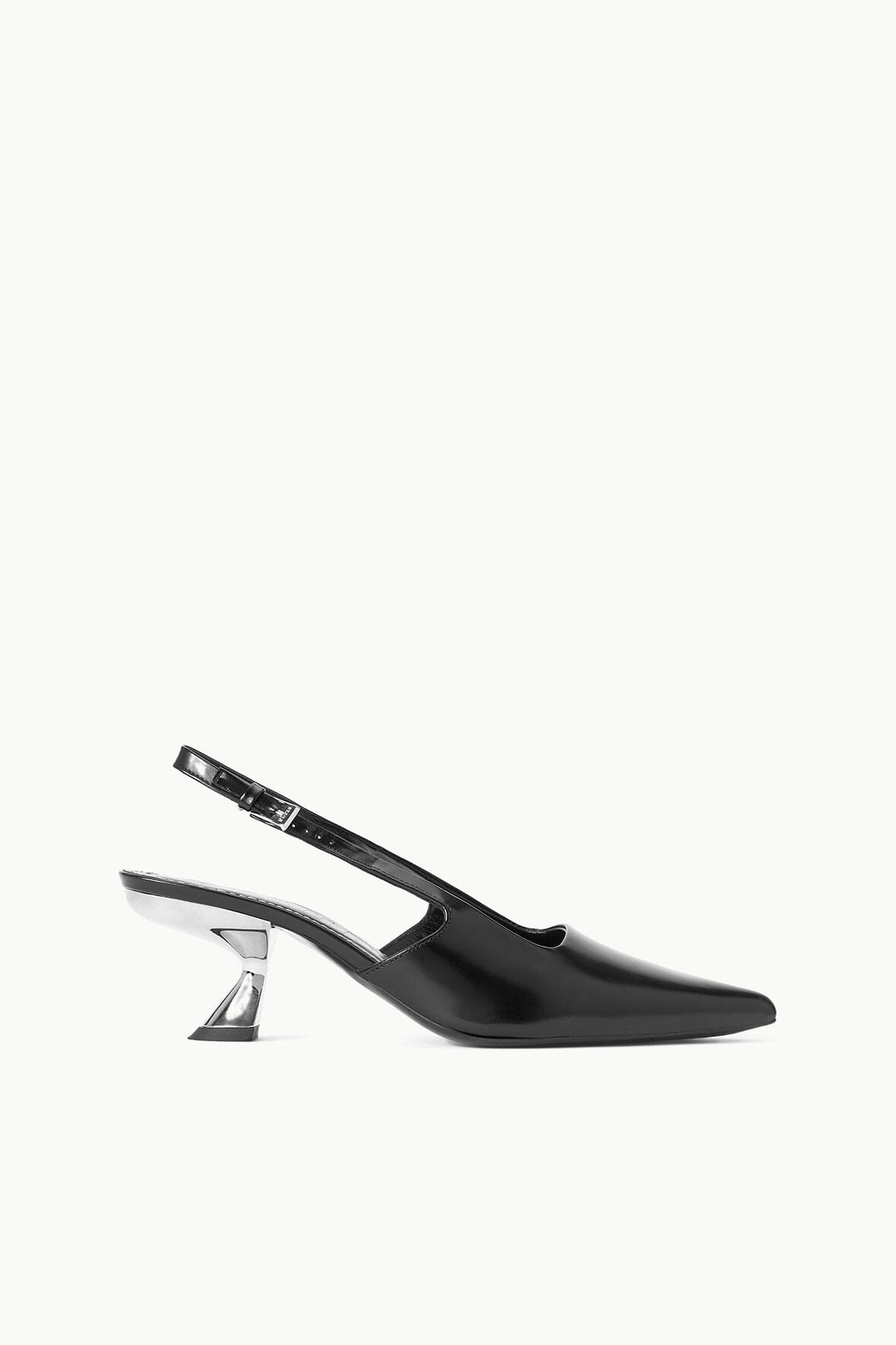 STAUD NEVE SLINGBACK KITTEN HEEL BLACK METALS - 1