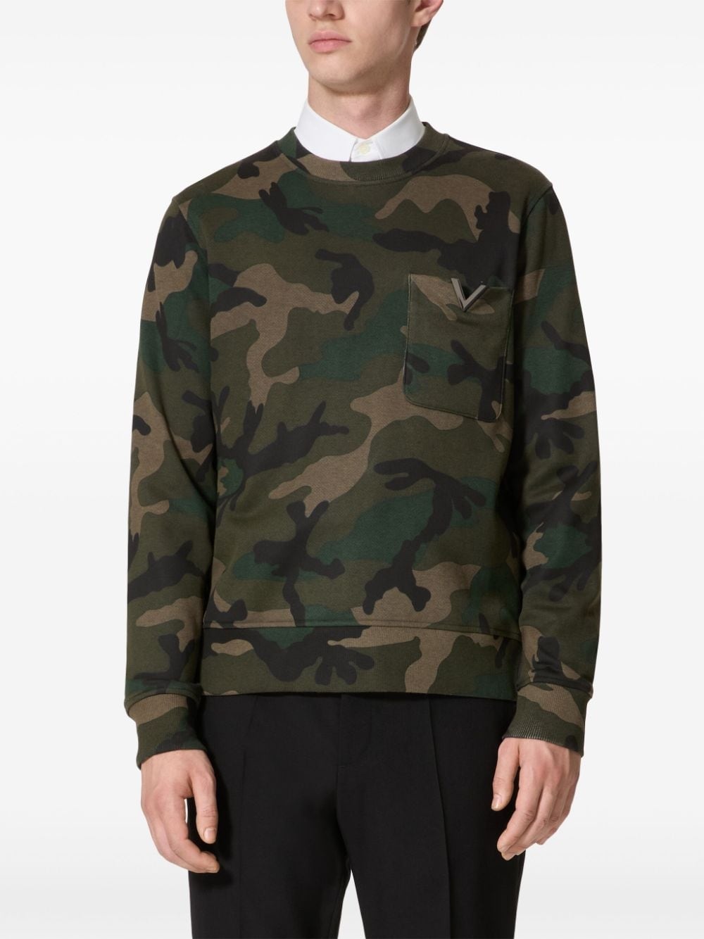 logo-appliquÃ© camouflage-pattern sweatshirt - 3