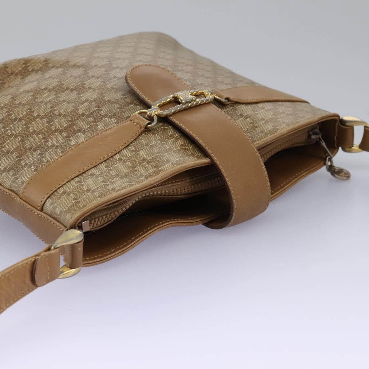 CELINE Macadam Canvas Shoulder Bag Pvc Leather Beige - 6