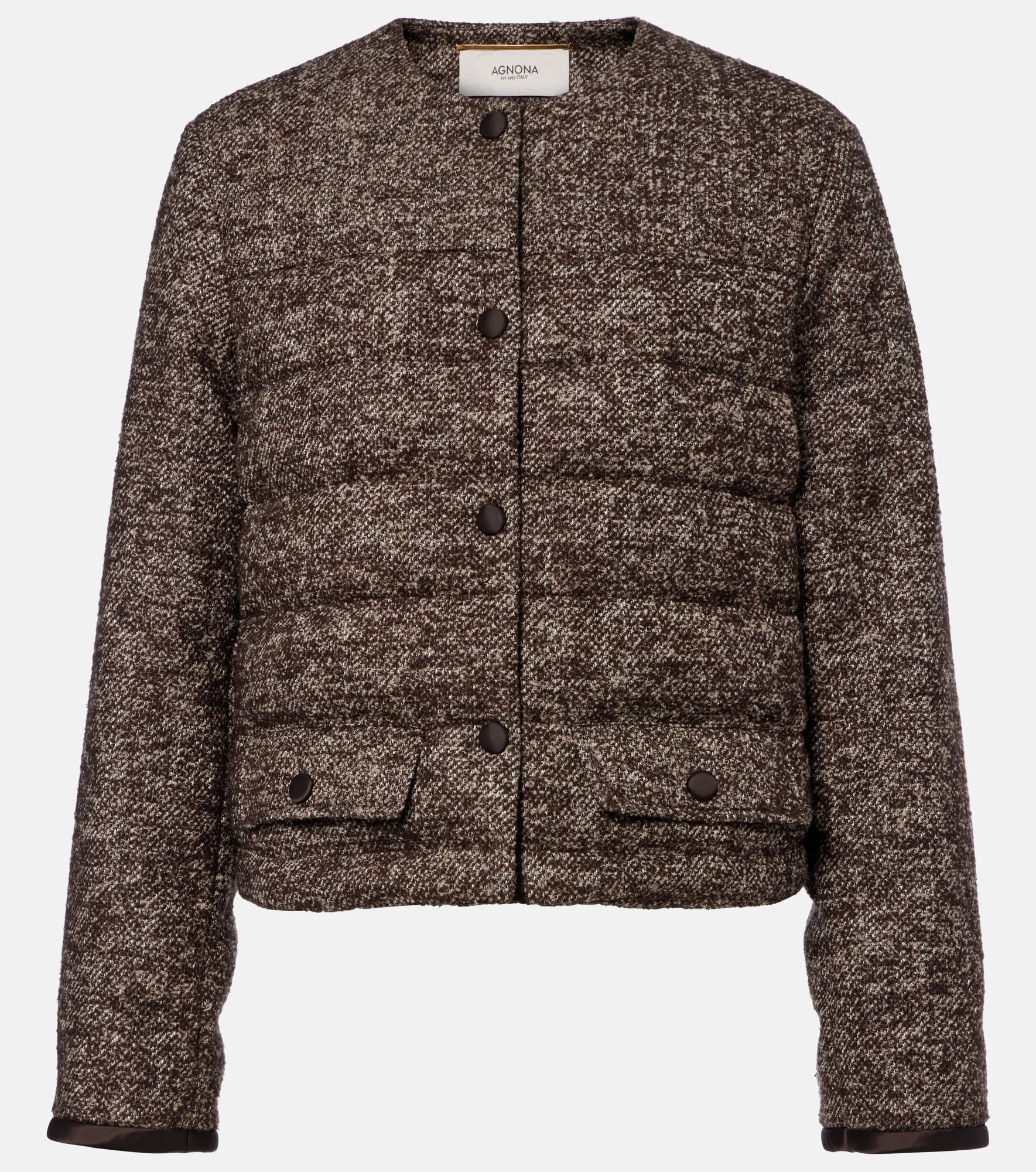 Cropped wool-blend puffer jacket - 1