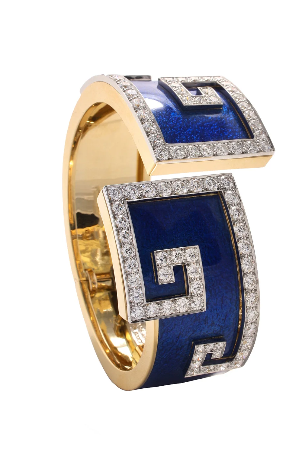 Diamond Royal Blue Scroll Cuff Bracelet - 1