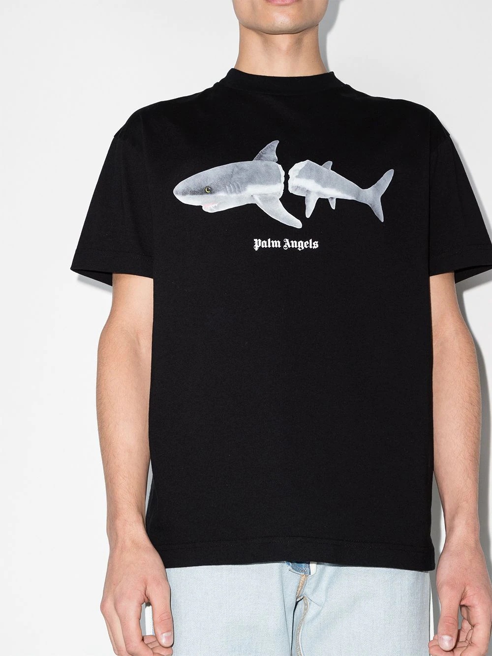 shark-print logo T-shirt - 2