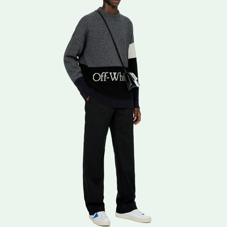 Off-White FW20 Logo Printing Sweater Men Grey OMHE048E20KNI0010701 - 3
