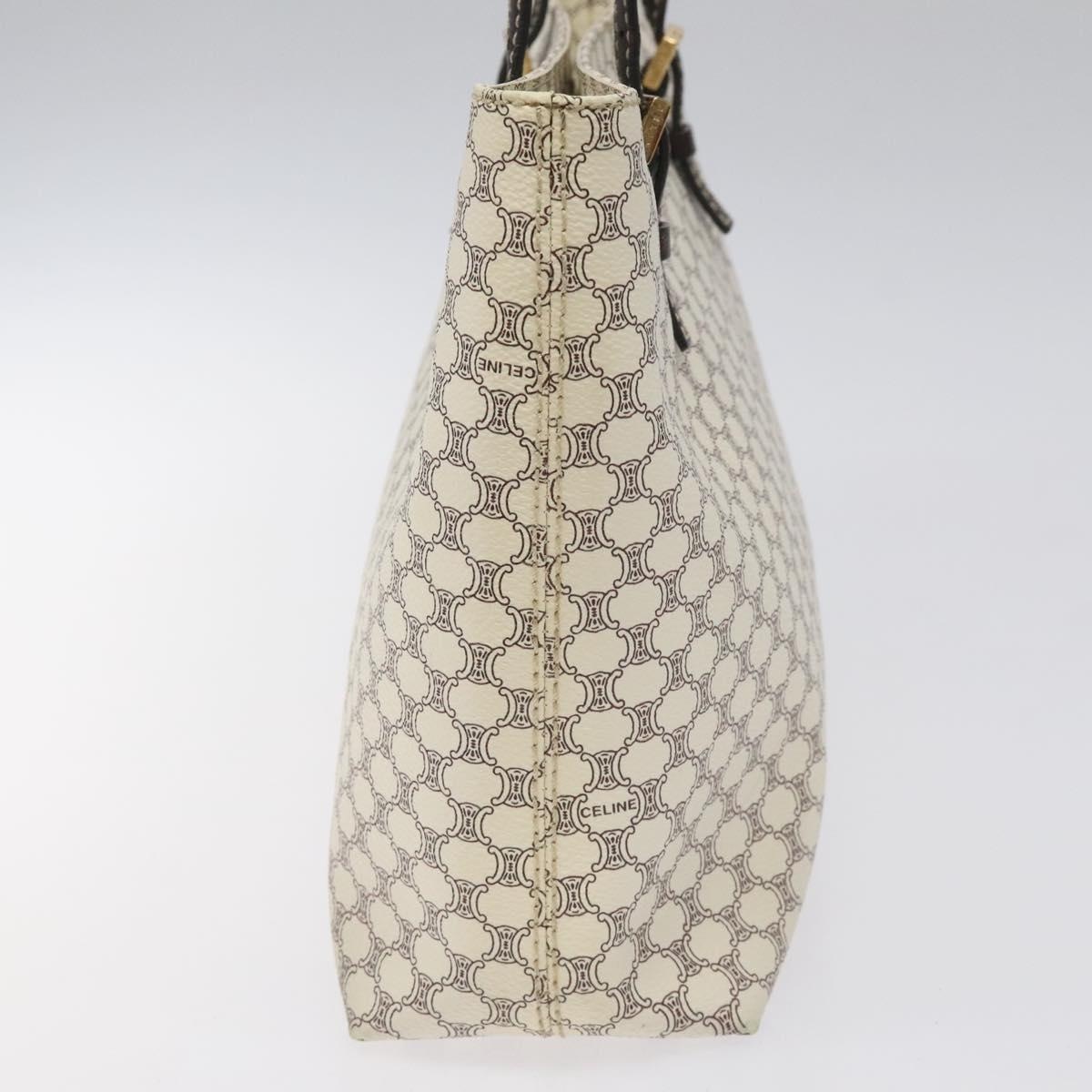 CELINE Macadam Canvas Tote Bag Pvc Leather Gold White - 3