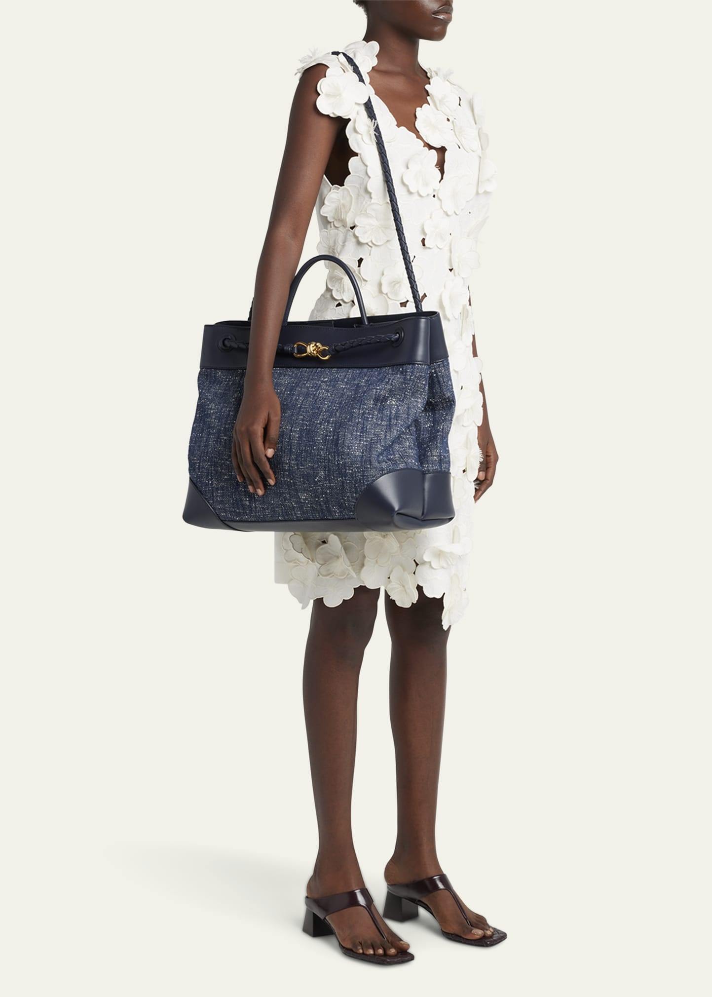 Large Andiamo Denim Boucle Crossbody Bag - 6
