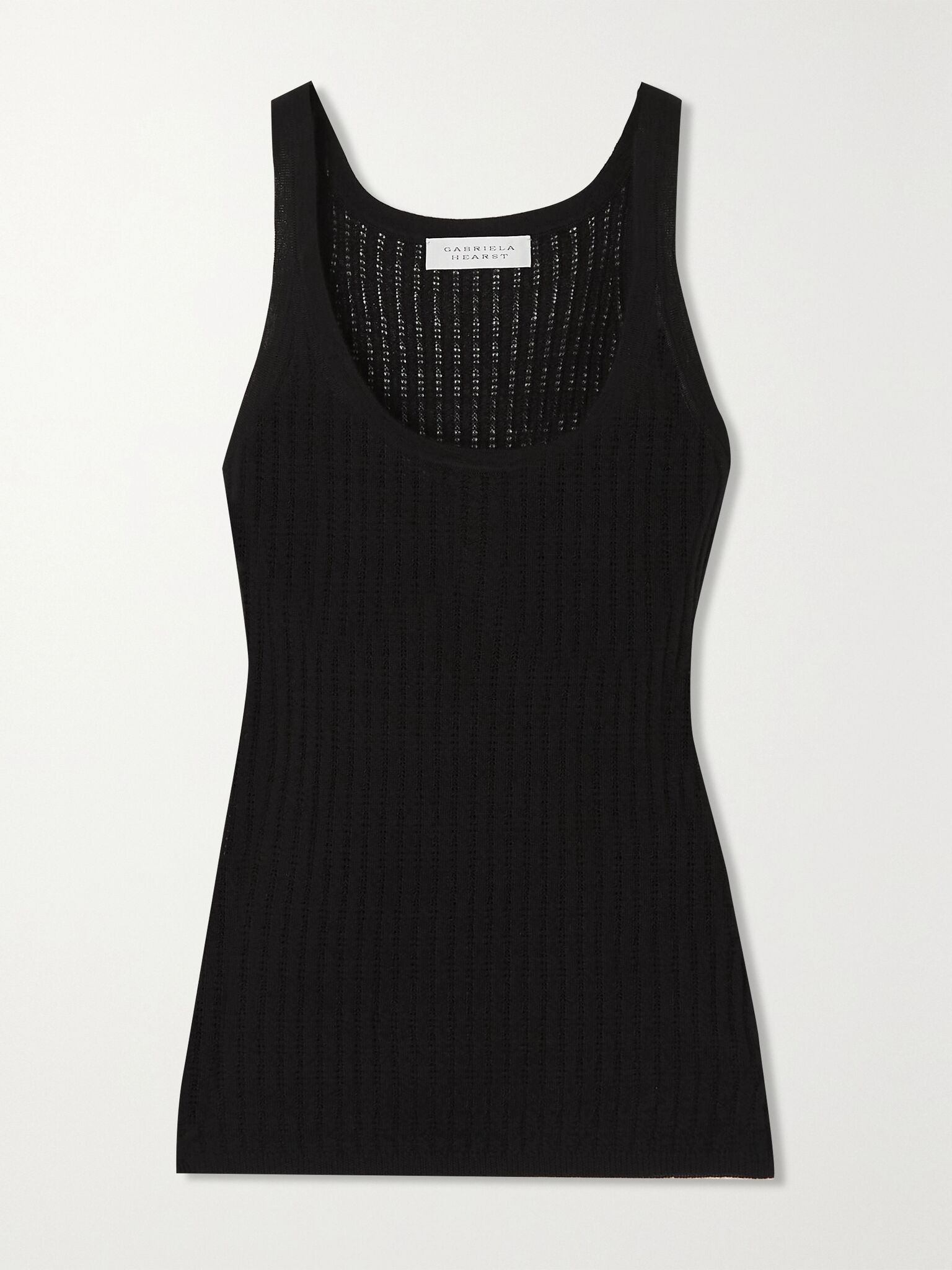 Nevin pointelle-knit cashmere and silk-blend tank Black - 1