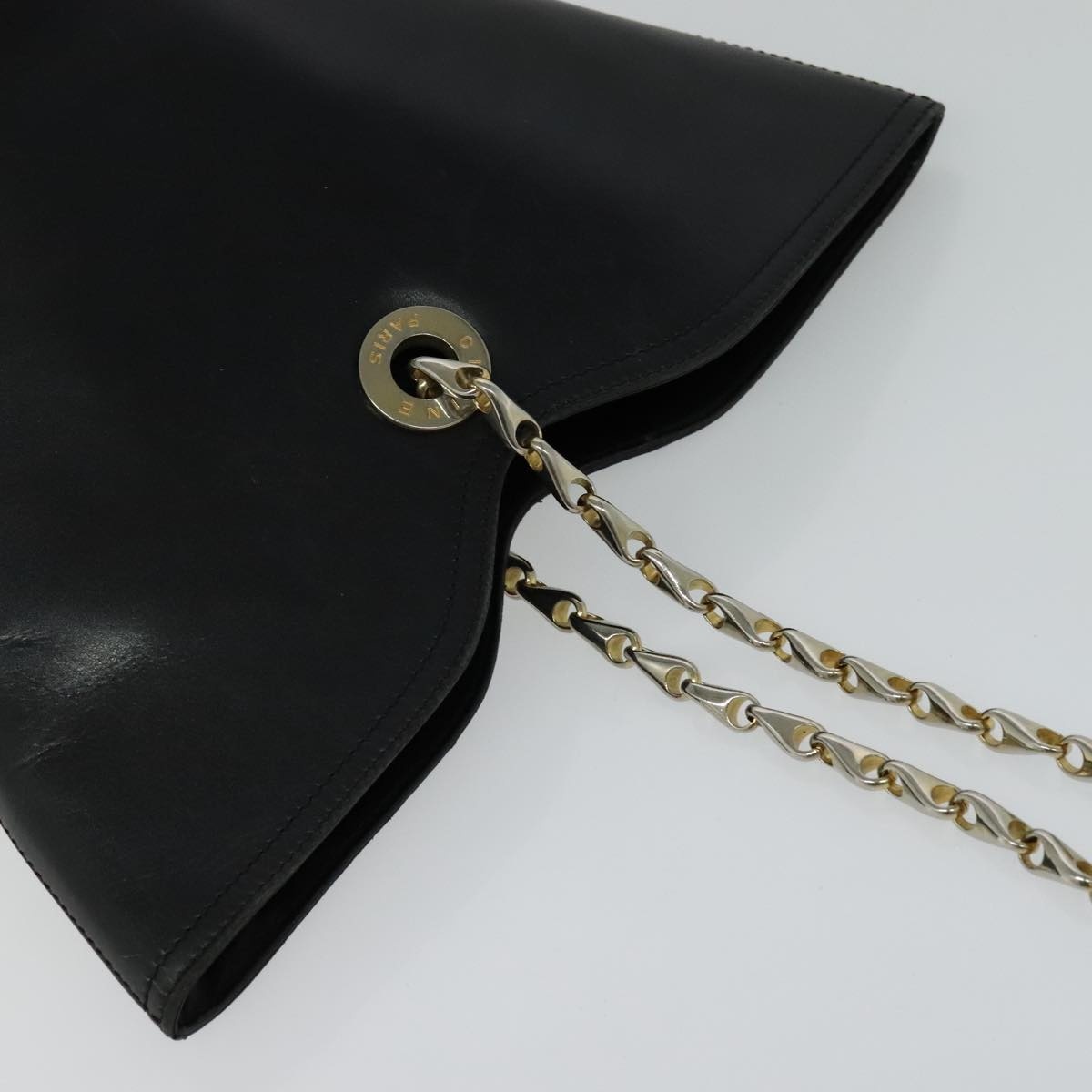CELINE Chain Shoulder Bag Leather Black Gold - 6