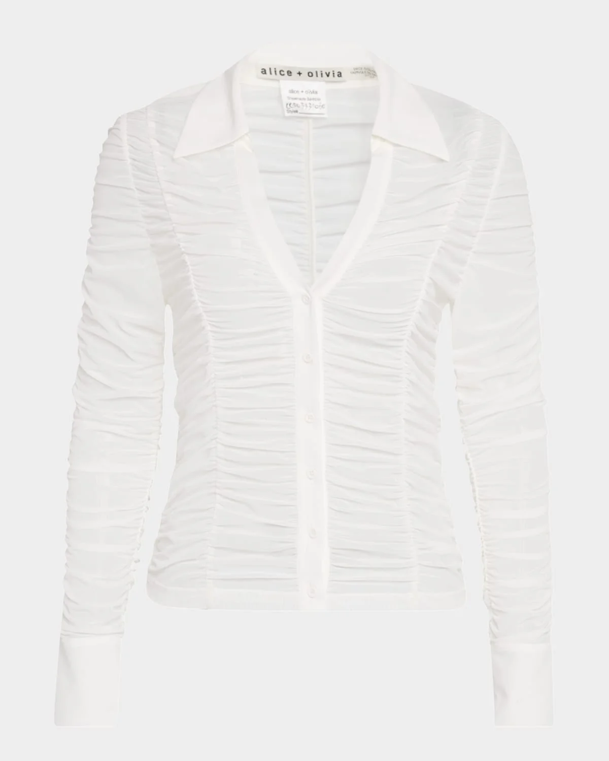 Portia Fitted Mesh Button-Front Shirt - 1