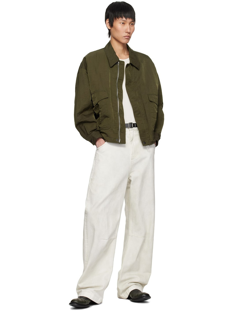 YOKE Khaki Hard Wash Nylon Twill Bomber Jacket outlook