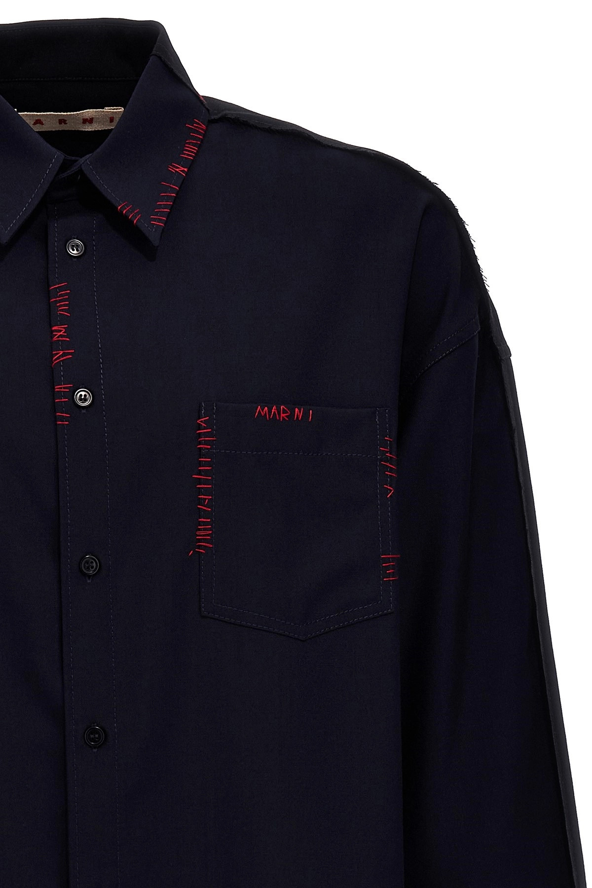 Cool wool shirt with contrast stitching - 4