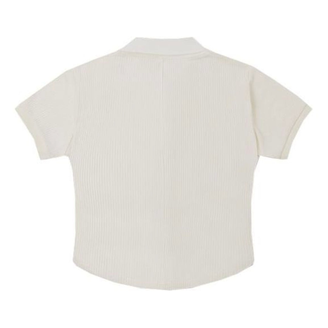 (WMNS) Converse Gradient Letter Embroidery Polo Shirt 'White' 10027237-A01 - 2