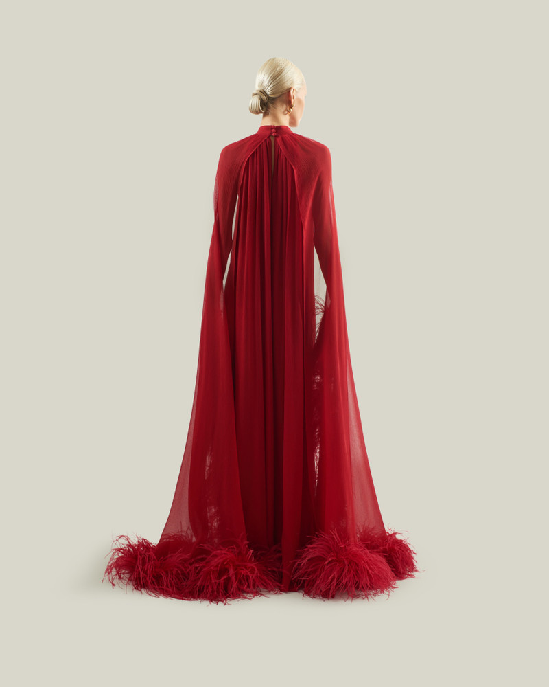 Feathered Eterea Gown in Ruby 3
