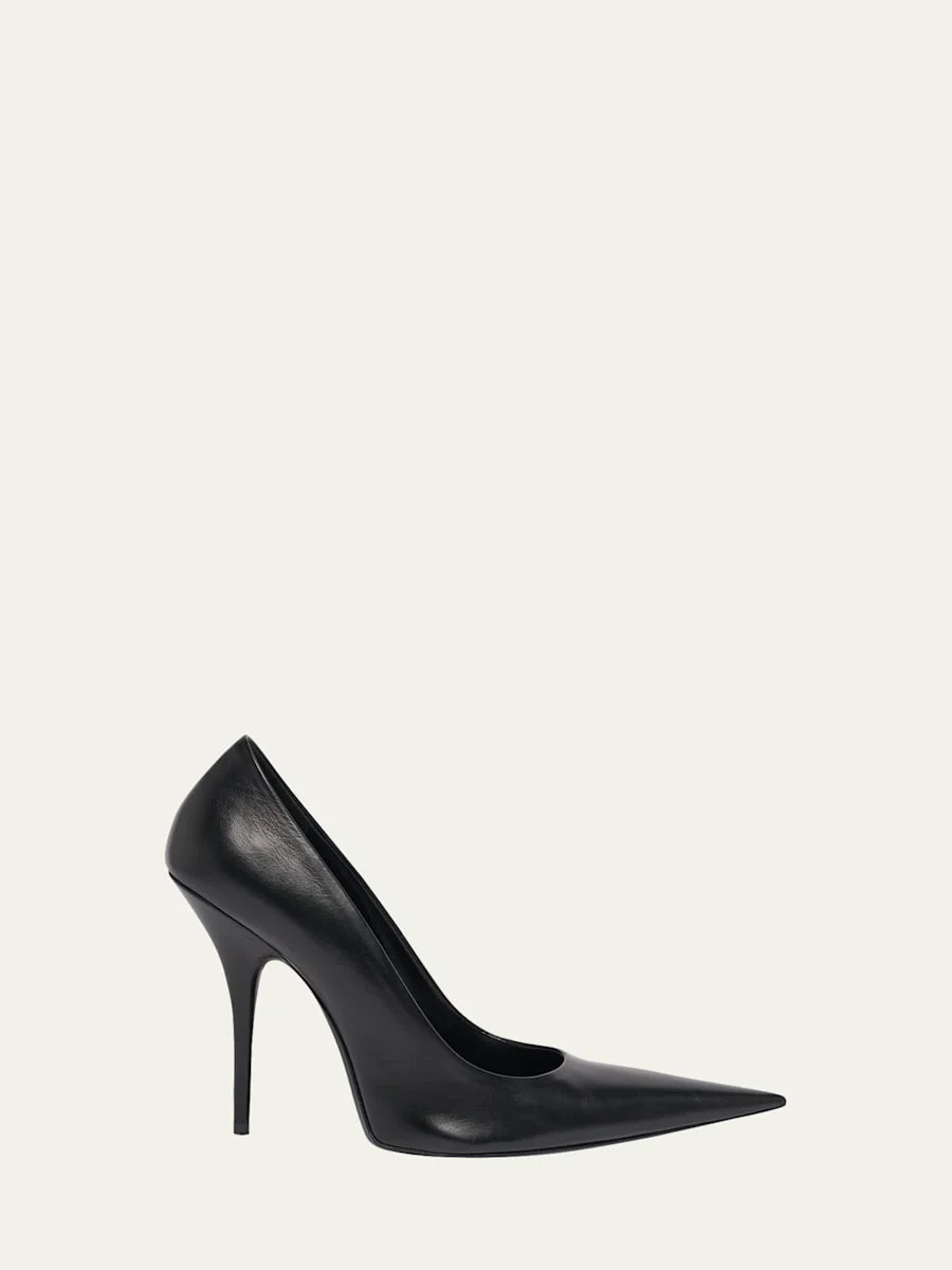90mm Avenue Leather Pointed-Toe Pumps - 1