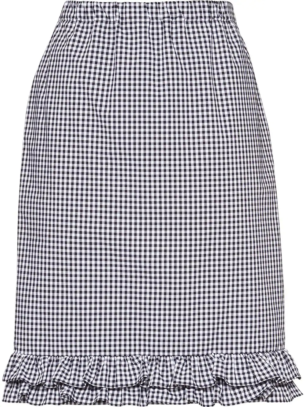 frill-trim gingham pencil skirt - 1